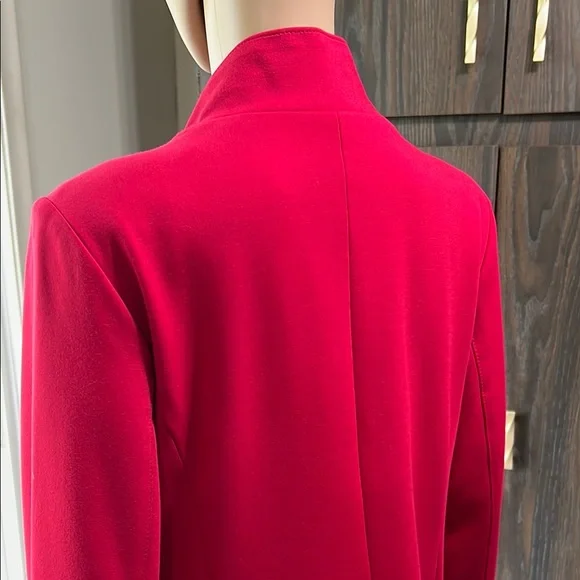 Chico’s Women's Red Jacket with Gold Zipoer Accents and Pockets Like New, Medium - Picture 10 of 14